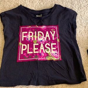 Size 14/16 Route 66 “Friday Please” Floral Crop